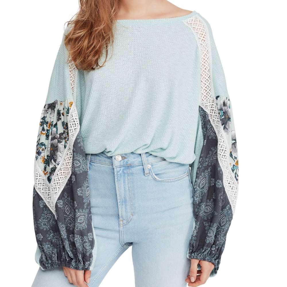 Free People Casual Clash Mixed Media Sweater Top - Picture 8 of 8